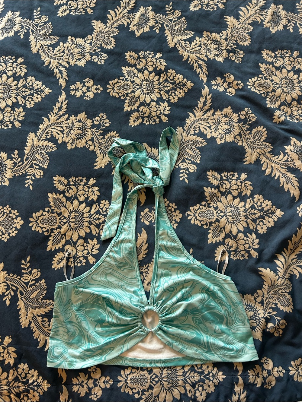 Halter Swim Top in Seafoam Green by